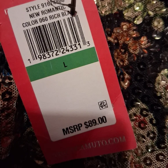 Vince Camuto Black Floral-Print Sequined Skirt Large, 17 Across Waist , 27 Long - Picture 2 of 6